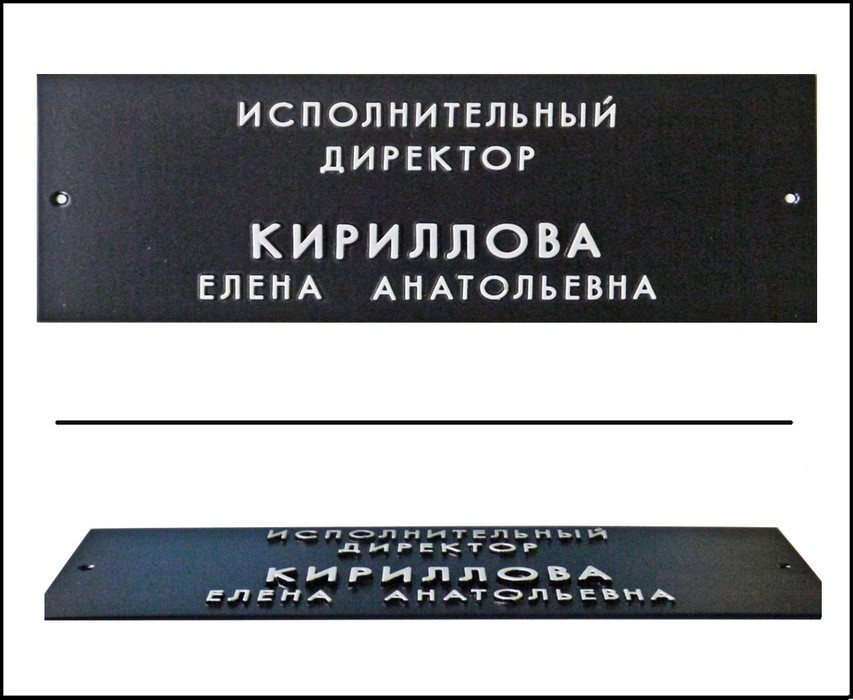 Табличка на двери 30Х12, цвет черный гладкий/серебро